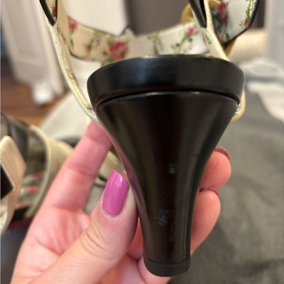 Authentic Gucci GG rare sling back black floral heel size 39 - Picture 15 of 16